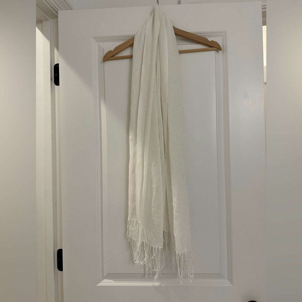 Elegant Cream Scarf with Fringe